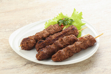 Beef kebab skewer minced meat