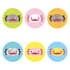 ウーパールーパー 6種 アイコン セット