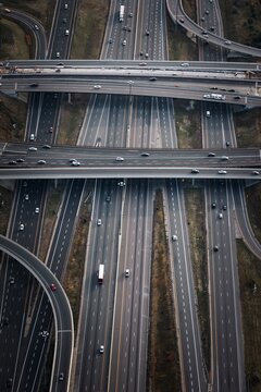 Close-up of the 401 highway intersection in Toronto, Canada 
