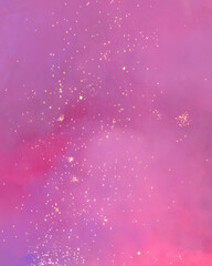 Red smoke with firework sparks in nature during