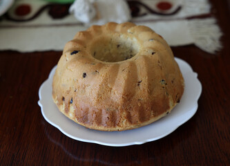 Traditional Ukrainian Easter Cake Kulich or Orthodox Christian Easter Bread.