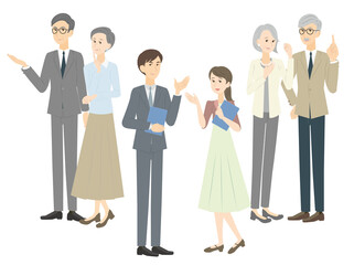 働く人を応援している人物のセット