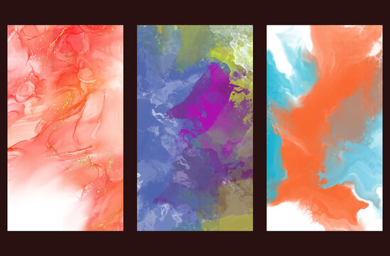 Modern colorful flow backgrounds set. Abstract color banners collection. © sdmix