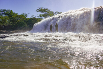 Scenic view of Kimani waterfalls in Mpanga Kipengele Game Reserve, Tanzania