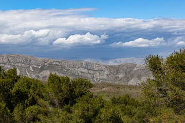 Mountains landscape in the Croatia. Sunny summser day.