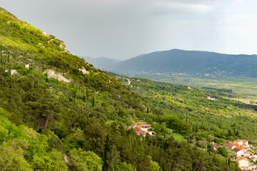 Mountains valley in Konavle region near Dubrovnik. - obrazy, fototapety, plakaty