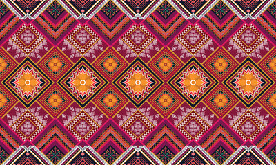 Ethnic abstract geometric flower pattern Design for background, carpet, clothing, wrapping, fabric, cover, textile
