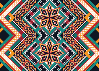 Ethnic abstract geometric flower pattern Design for background, carpet, clothing, wrapping, fabric, cover, textile