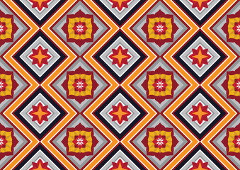 Ethnic abstract geometric flower pattern Design for background, carpet, clothing, wrapping, fabric, cover, textile