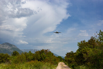 Modern passenger plane coming in for landing