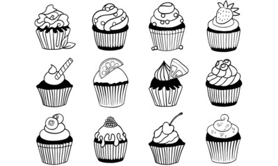 Cupcakes SVG Bundle | Cupcakes clipart | Sweets illustration