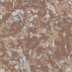 Vector digital camouflage. Brown sand halftone dots design style for clothing print. Seamless camo pattern. Military desert texture in dots shape. - obrazy, fototapety, plakaty