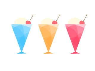 アイスクリームとさくらんぼがのっているドリンクイラスト