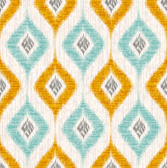 Seamless ikat geometric retro pattern. Repeated retro ethnic texture background - 503869582