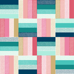 Seamless colorful doodle tiles. Fun patchwork geometric creative striped pattern. Kids playful print