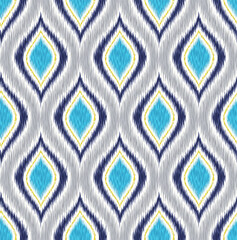 Ogee modern ikat abstract seamless pattern. Repeated motif wallpaper for modern home interior, upholstery fabric design - 503869592