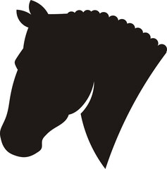 black horse head silhouette - obrazy, fototapety, plakaty