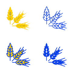 Wheat ears icon set in flat and line style