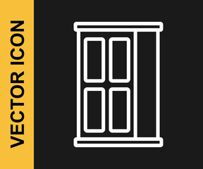 White line Wardrobe icon isolated on black background. Cupboard sign. Vector