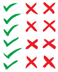 Checkmark and X mark icon. check and uncheck icon vector. validation icon vector. 
