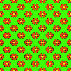 Beautiful flower seamless sample on green background