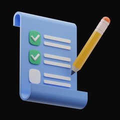 Premium Clipboard with pencil Icon 3d rendering © Alper