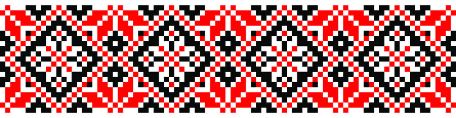 vector seamless pixel ethnic national slavic pattern isolated on white background. traditional ornament of Ukrainian and Belarusian embroidery - vyshyvanka.useful for print, wallpaper, textile, fabric