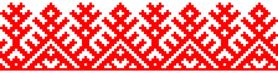 vector seamless pixel ethnic national slavic pattern isolated on white background. traditional ornament of Ukrainian and Belarusian embroidery - vyshyvanka.useful for print, wallpaper, textile, fabric