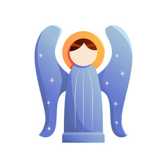 Christmas cute angel isolated on a white background. Vector Illustration in cartoon style.