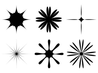 キラキラとお花の素材6種セット　ブラック