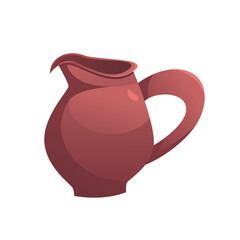 Clay jug isolated on a white background. Vector Illustration in cartoon style.