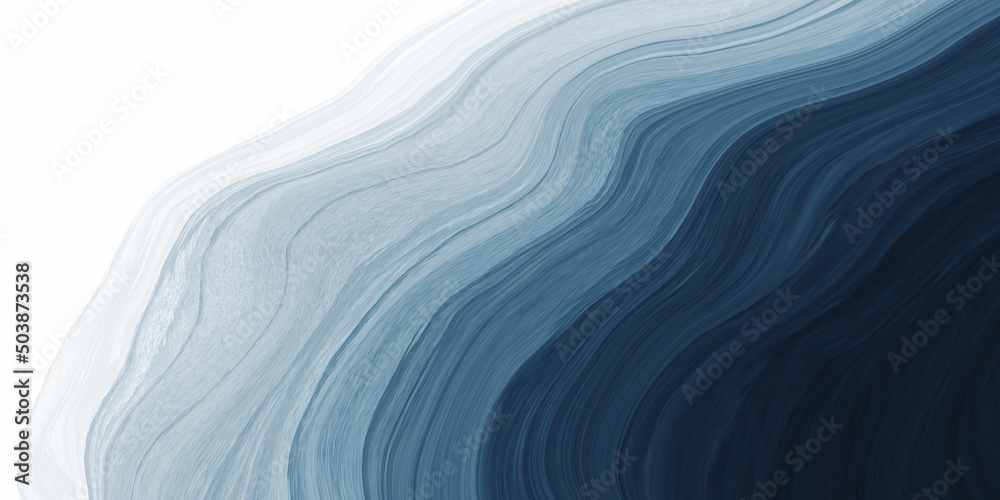 Aufkleber Abstract watercolor paint background dark blue gradient color with fluid curve lines texture and white space for text.