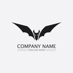 Bat logo animal and vector, wings, black, halloween, vampire, gothic, illustration, design bat icon