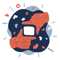 Cartoon vector illustration of hands framing