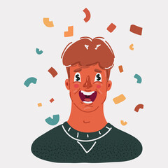 Vector illustration of I see money in my eyes! Happy business man can see dollar in his vision.