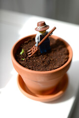 Jardinier figurine en briques de construction briques