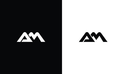 AM logo letter design on luxury background. MA logo monogram initials letter concept. AM icon logo design. MA elegant and Professional letter icon design on black back