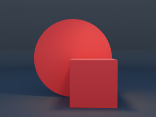 minimal display backdrop with cube, advertising floor stand, 3d render mockup