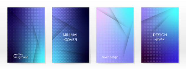 Naklejka premium Minimal Poster. Pastel Soft. Blue Gradient Set.