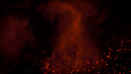 Dark war or battle actions background with smoke sparks and fire - abstract 3D rendering