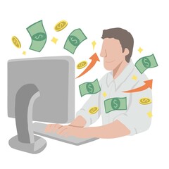 Business people manage money profit vector illustration, business concept	