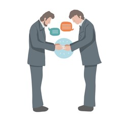 Fototapeta premium Business people exchange name card vector illustration, business concept 