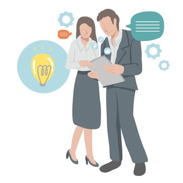 Business people discussion new idea vector illustration, business concept	
