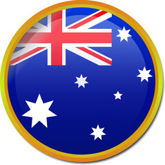 Australia flag, official colors and proportion correctly. Golden Badge