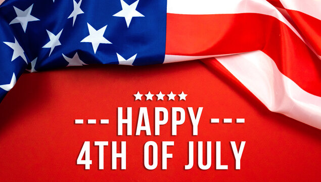 Happy 4th of July, Independence Day background with American flag and text, photo