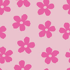 Pink floral pattern, seamless vector background