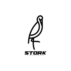 Stork logo bird vector illustration design modern. simple and elegant