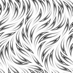 Black and white seamless vector pattern.Stylized flames or fire. Abstract texture from smooth brush strokes with corners