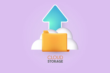 Cloud upload 3d symbol design