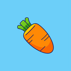 Cute carrot vegetable icon cartoon on blue background